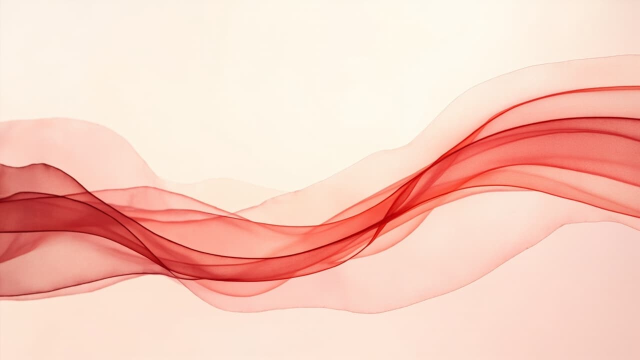 Abstract artwork of translucent red ribbons of light passing through fine layers, for the Diagnostics test category